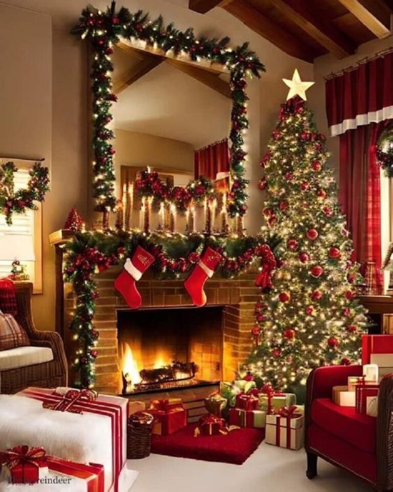 Deck the Pine Tree Next to the Fireplace on Christmas Day