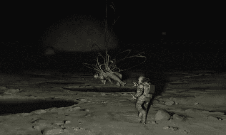 An astronaut was attacked by an alien monster